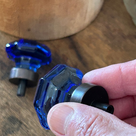 Cobalt Blue Glass Knobs - 1 Pair - Picture 9 of 12